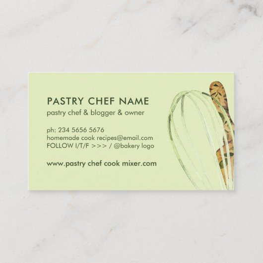 Groen gebak Kookbakkerij Visitekaartje (Achterkant)
