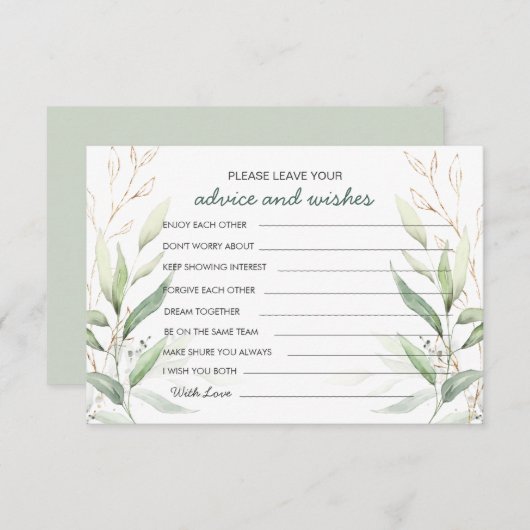 Groen gebladerte Advies & wensen voor bruid & brui Kaart (Voorkant / Achterkant)