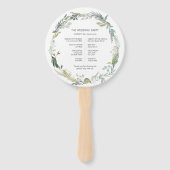 Groen gebladerte aquarel bruiloft ceremonie progra handwaaier (Achterkant)