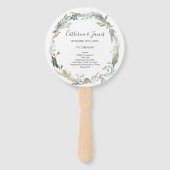 Groen gebladerte aquarel bruiloft ceremonie progra handwaaier (Voorkant)