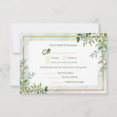 Groen gebladerte bladeren 3 maaltijdkeuze RSVP-kaa RSVP Kaartje (Achterkant)