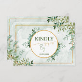 Groen gebladerte bladeren 3 maaltijdkeuze RSVP-kaa RSVP Kaartje (Voorkant / Achterkant)