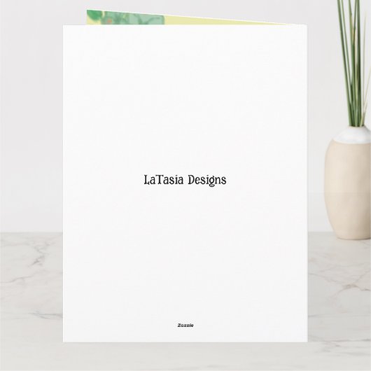 Groen gebladerte Bloemen Goud 1e Dame Verjaardag Kaart (Achterkant)