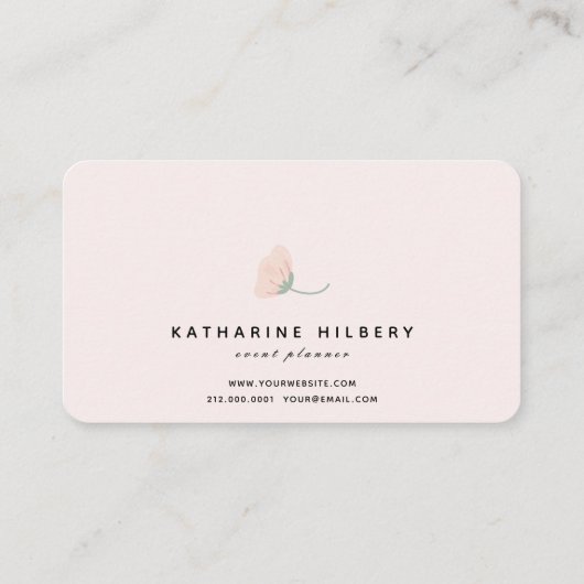 Groen gebladerte Bloemen Roze Visitekaartje (Achterkant)