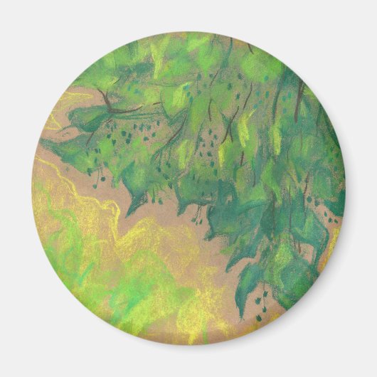 "Groen gebladerte", bloemontwerp, pasteltekening Magneet (Voorkant)