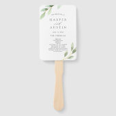 Groen gebladerte botanisch bruiloft programma handwaaier (Voorkant)