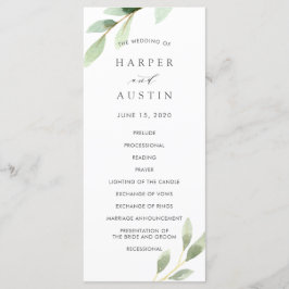 Groen gebladerte botanisch bruiloft programma programmakaart
