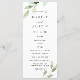 Groen gebladerte botanisch bruiloft programma programmakaart