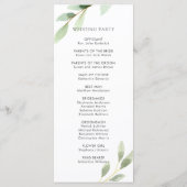 Groen gebladerte botanisch bruiloft programma programmakaart (Achterkant)