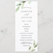 Groen gebladerte botanisch bruiloft programma programmakaart (Voorkant)