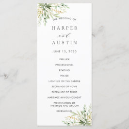 Groen gebladerte botanisch bruiloft programma programmakaart
