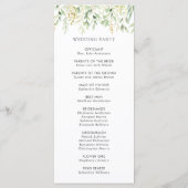 Groen gebladerte botanisch bruiloft programma programmakaart (Achterkant)