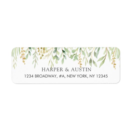 Groen gebladerte botanisch retouradres etiket (Voorkant)