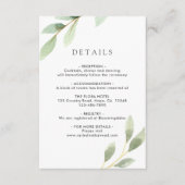 Groen gebladerte botanische bruiloft details informatiekaartje (Voorkant)