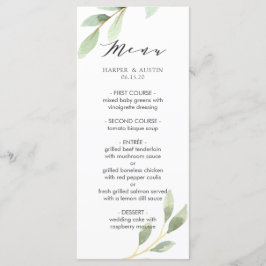 Groen gebladerte Botanische bruiloft Menu