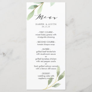 Groen gebladerte Botanische bruiloft Menu