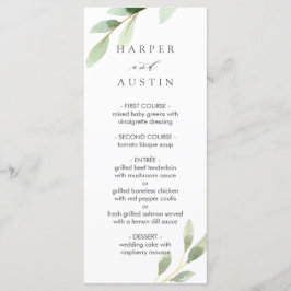 Groen gebladerte Botanische bruiloft Menu
