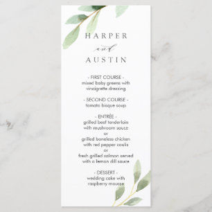 Groen gebladerte Botanische bruiloft Menu