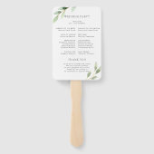 Groen gebladerte botanische krans bruiloft program handwaaier (Achterkant)