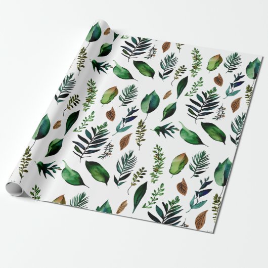 Groen gebladerte Botanische Natuur Cadeaupapier (Uitgerold)