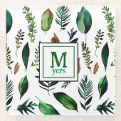 Groen gebladerte botanische Natuur gepersonaliseer Glazen Onderzetter (Voorkant)