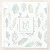 Groen gebladerte botanische Natuur gepersonaliseer Glazen Onderzetter (Achterkant)