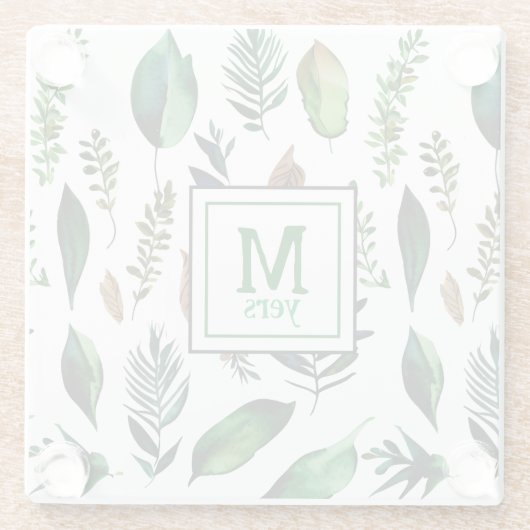 Groen gebladerte botanische Natuur gepersonaliseer Glazen Onderzetter (Achterkant)