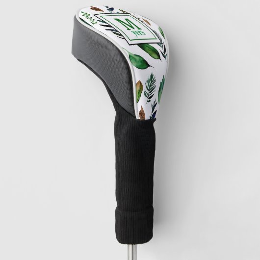 Groen gebladerte botanische Natuur gepersonaliseer Golfheadcover (Schuin)