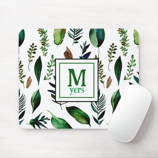 Groen gebladerte botanische Natuur gepersonaliseer Muismat (Met muis)
