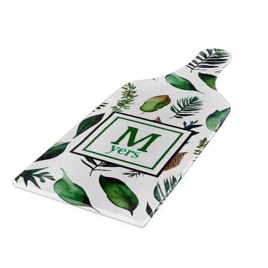 Groen gebladerte botanische Natuur gepersonaliseer Snijplank (Hoek)