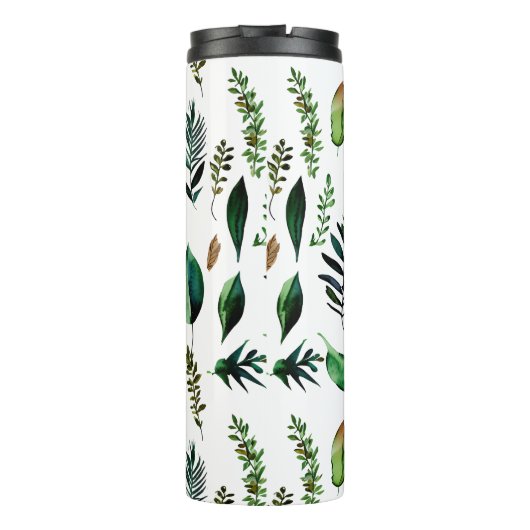 Groen gebladerte botanische Natuur gepersonaliseer Thermosbeker (Achterkant)
