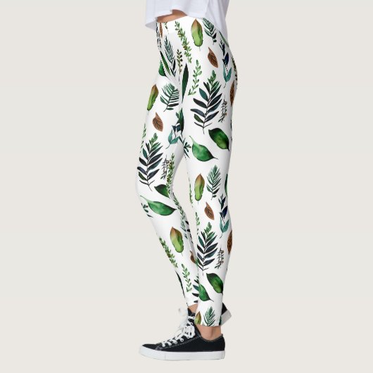 Groen gebladerte Botanische Natuur Leggings (Links)