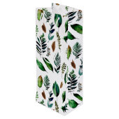 Groen gebladerte Botanische Natuur Wijn Cadeautas (Achterkant Gekanteld)