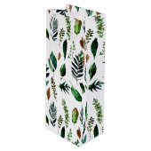 Groen gebladerte Botanische Natuur Wijn Cadeautas (Voorkant Gekanteld)