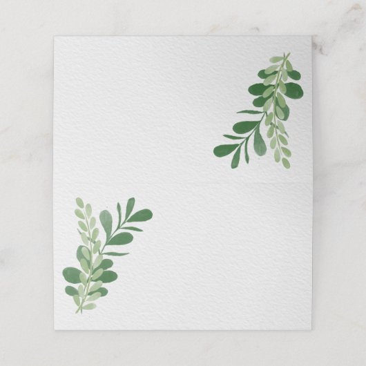 Groen gebladerte bruiloft plaatskaartje (Buitenkant ongevouwen)