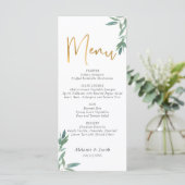 Groen gebladerte bruiloft plat menu (Staand voorkant)