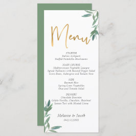 Groen gebladerte bruiloft plat menu