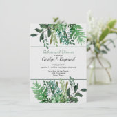 Groen gebladerte bruiloft repetitie diner kaart (Staand voorkant)