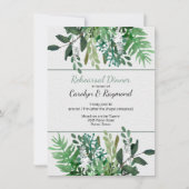 Groen gebladerte bruiloft repetitie diner kaart (Voorkant)
