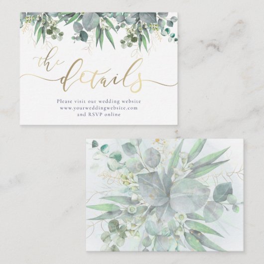 groen gebladerte Bruiloft Website Informatiekaartje (Voorkant / Achterkant)