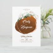Groen gebladerte en koperen Folie Modern Wedding Kaart (Staand voorkant)
