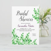 Groen gebladerte en pruim | kalligrafie-Vrijgezell Kaart (Staand voorkant)