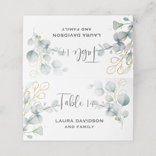 Groen gebladerte eucalyptus bloem tuin plaatskaartje (Buitenkant ongevouwen)