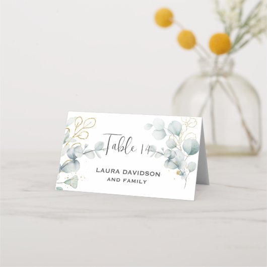 Groen gebladerte eucalyptus bloem tuin plaatskaartje (Voorkant)