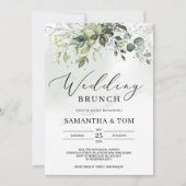 Groen gebladerte eucalyptus boho trouw brunch kaart (Voorkant)