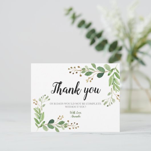 Groen gebladerte Eucalyptus Botanische Dank kaart (Staand voorkant)