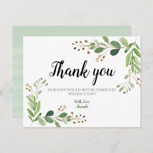 Groen gebladerte Eucalyptus Botanische Dank kaart (Voorkant / Achterkant)