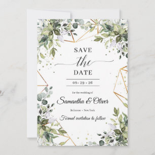 Groen gebladerte eucalyptus laat goud achter behal save the date