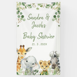 Groen gebladerte Eucalyptus Safari Baby shower Spandoek