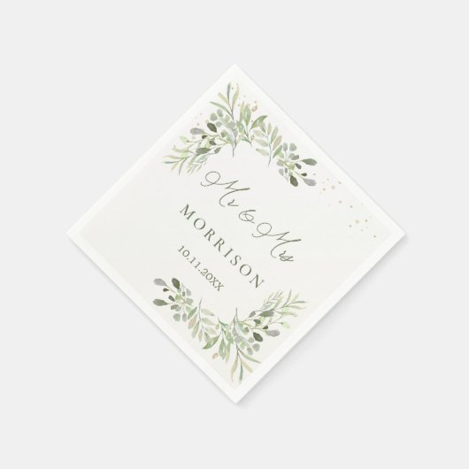 Groen gebladerte Eucalyptus verlaat bruiloft Servet (Hoek)